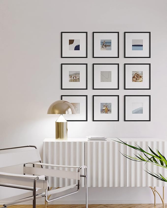 HAUS AND HUES Black Oak Wood 10x10 Picture Frames - Set of 25, Square Frames with Mat, Premium Frames for Posters and Photos (10x10 in, Black, Set of 25)