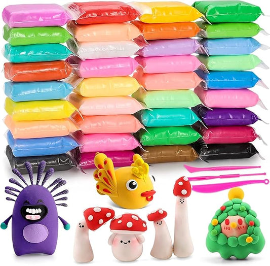 EDIFON Air Dry Clay Kit, 36 Colors Modeling Clay with Tools, Ultra Light, Safe and Non-Toxic, Ideal Gift for Kids (36 Colors+ Tools)