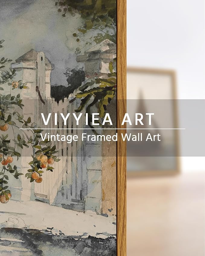 VIYYIEA Framed Canvas Wall Art Vintage Decor, Country Orange Trees Earthy Room Decor Aesthetic, Kitchen Living Room Bedroom Bathroom Rustic Farmhouse Decorations, 8"x10"