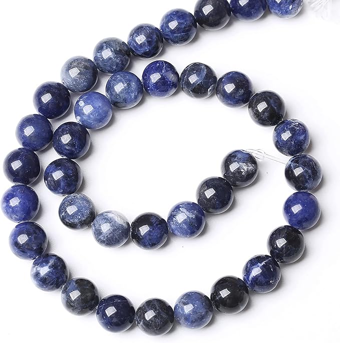 Natural Dark Blue Sodalite Stone Beads Round Loose Spacer Beads for Jewelry Making DIY Bracelet Assortments 45Pcs 8mm 1 Strand (8mm, Natural Blue Sodalite)