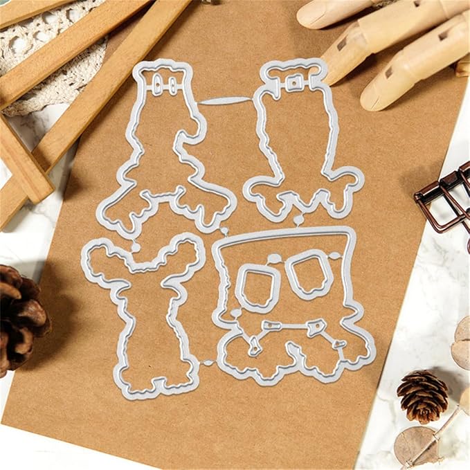 Christmas Deer Box Stamps and Cutting Dies for Card Making DIY Transparent Silicone Clear Stamp and Metal Die Cuts Sets for Scrapbooking Paper Greeting Cards Decor Seals Craft Supplies