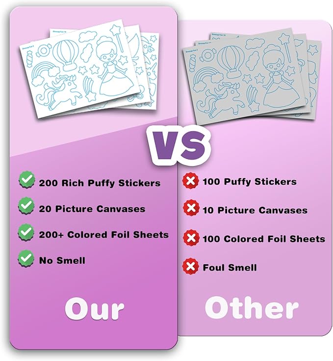 SOOVSY 200 Sheets Princesses & Unicorns Foil Art Fun Kit for Kids, Foil Art Craft DIY Creative Activity Gift Travel Toys for 4 5 6 7 8 9 Years Old Kids Girls Boys(Unicorns & Princesses)