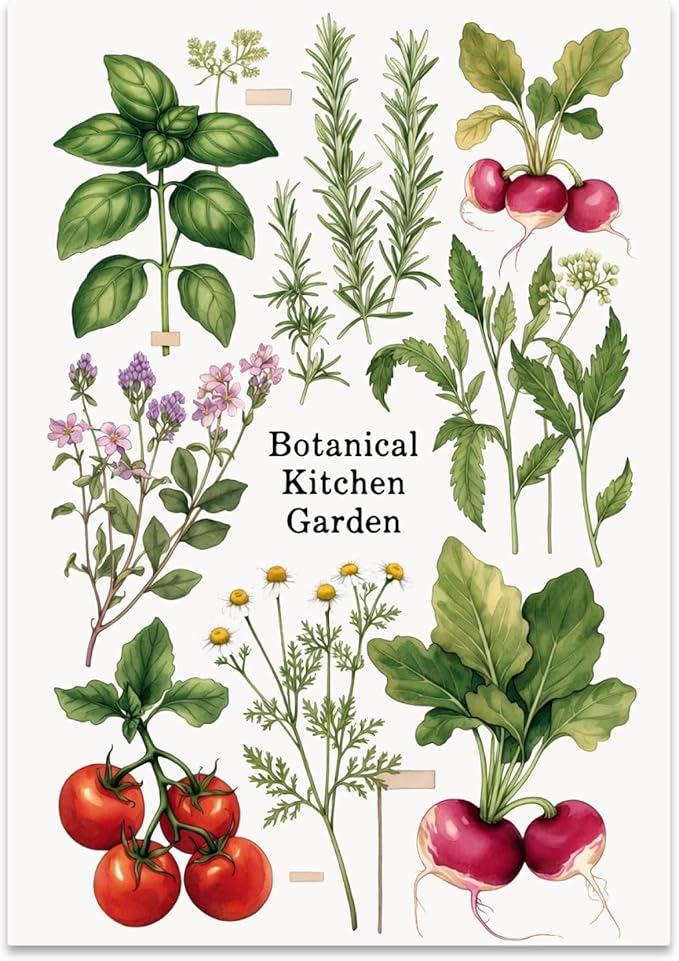 Botanical Kitchen Garden - Culinary Enthusiast - 13x19 Poster Print - Vibrant Wall Art