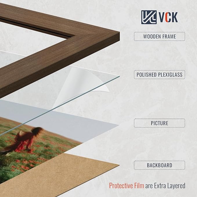 VCK 24x30 Brown Poster Frames 3 Pack, High-End Wood Wide Border Picture Frame,Multi-Directional Display Family Photos, Office Prints, Studio/Gallery/Home Artwork