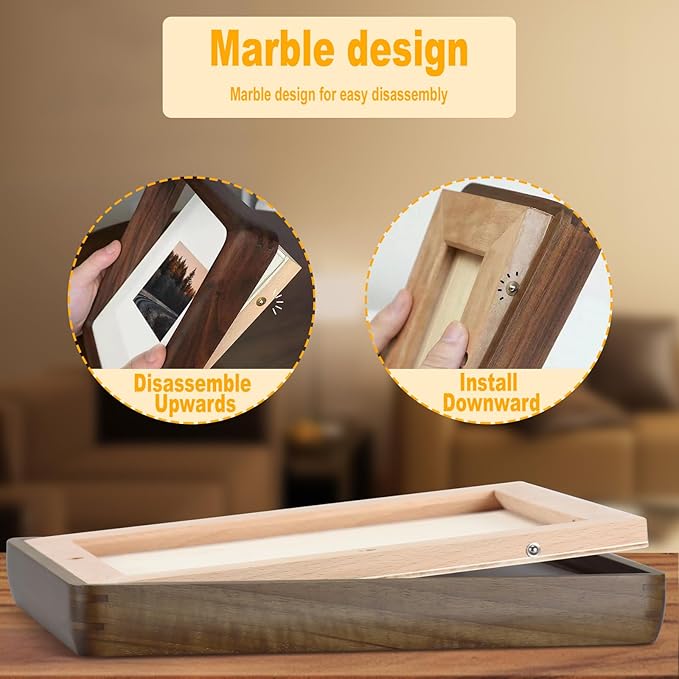 HELPLEX 8x8 Square Picture Frame – 2 Pack Solid Walnut Wood with Real Wood Back & HD Tempered Glass, 6x6 Matted or 8x8 Unmatted, Tabletop or Wall Display – Rustic Home Decor & Gift
