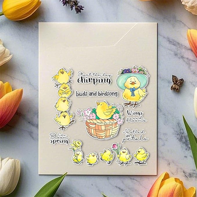 Cartoon Chicken Animal Stamps and Cutting Dies for Card Making DIY Transparent Silicone Clear Stamp and Metal Die Cuts Sets for Scrapbooking Paper Greeting Cards Decor Seals Craft Supplies