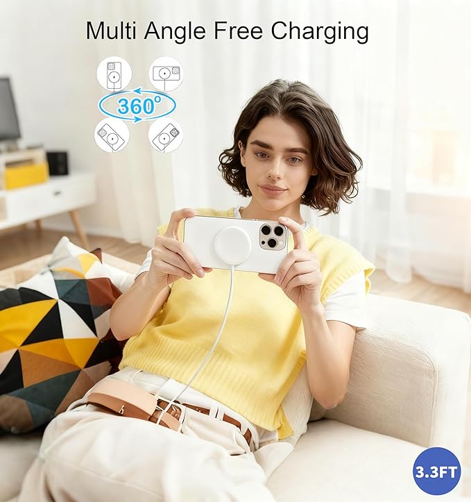 [Apple MFi Certified]Mag-Safe Charger for iPhone 17/16/15,15W Fast Magnetic Wireless Charging Pad with USBC PD Block for iPhone 17/17 Air/17 Pro Max/17 Pro/16 Pro Max/16/15/14/13/12/11,AirPods 3/Pro 2