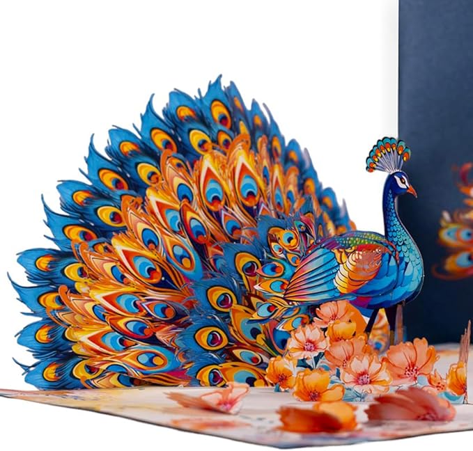 Colorful Peacock Greeting Card, Creative Peacock 3D Pop Up Card for Birthday, Congratulations Wedding, Mother Day, Thank you Cards.