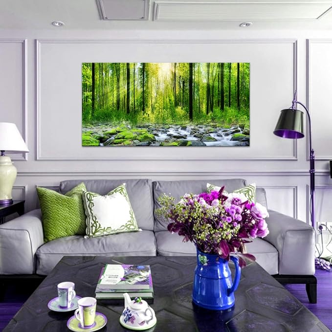 Tucai Decor Canvas Art Decor Morning Sunrise Green Trees Landscape Sunshine Over Forest Photograph Printed on Canvas for Home Wall Decoration Wall Art for living Room Print Artwork Natural Picture