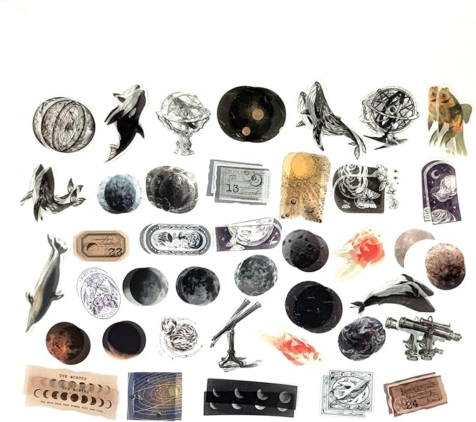 200 Pieces Vintage Ephemera Scrapbooking Supplies Pack for Journaling, Decoupage Paper Scrapbook Stickers Kit for Bullet Junk Journal Planners Collage Craft Notebooks Album (Space and Sea)