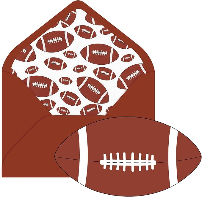 Whaline 24 Pcs Football Shaped Thank You Cards Greeting Cards with Envelopes Stickers Brown Rugby Blank Note Card for Football Season Sports Games Baby Shower Birthday Party, 4 x 6 Inch