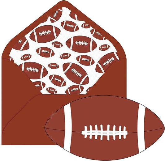Whaline 24 Pcs Football Shaped Thank You Cards Greeting Cards with Envelopes Stickers Brown Rugby Blank Note Card for Football Season Sports Games Baby Shower Birthday Party, 4 x 6 Inch