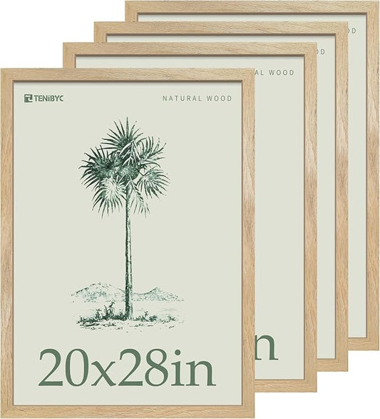 Picture Frame 4 Pack - Solid Wood Poster Photo Frame - Woodgrain Series - Room, Office, Gallery, Studio Display - Wall Hanging