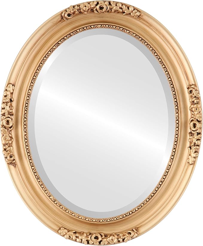 OVALCREST Oval Beveled Wall Mirror for Home Decor - Versailles Style - Gold Paint - 16x20 Outside Dimensions
