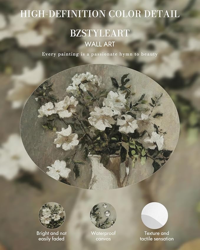 Bzstyleart Vintage Wall Art Decor for Living Room,Gold Framed Canvas Wall Art Prints Anthropologie Home Decor Aesthetic,Lemon Painting Botanical Flower Print,12 x 16 Inch