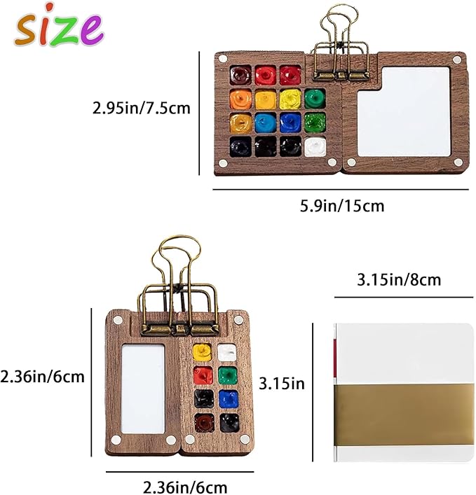 Mini Watercolor Travel Set,Portable Travel Water Color Kit With 12/24 Color Paints,Includes Picture Book & Mini Palette & Brushes,For Painters Artists Students (8)