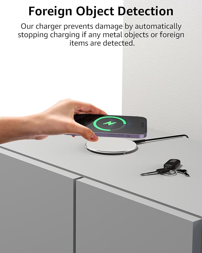 TOZO 2025 New Anti-Slip Wireless Charger 15W Max Fast Wireless Charging Pad Compatible with iPhone 17/16/16 Plus/16 Pro Max /15/14/13/SE Series, Samsung Galaxy S25/S24/S23 Series, Silver