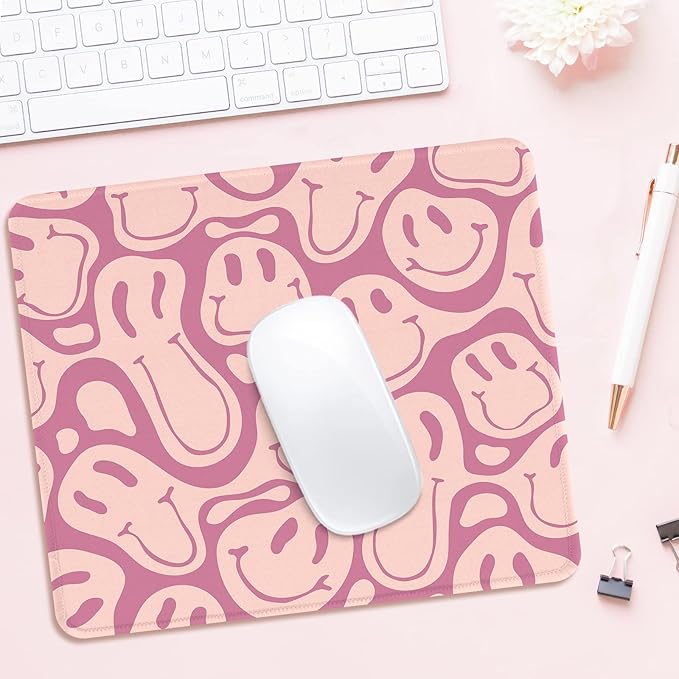 Seorsok Square Mouse Pad Cute Retro Smiley Hippie,Office Home Personalized Premium-Textured Mouse Mat Design,Waterproof Mousepad,Non-Slip Rubber Base Computer Mouse Pads for Wireless Mouse