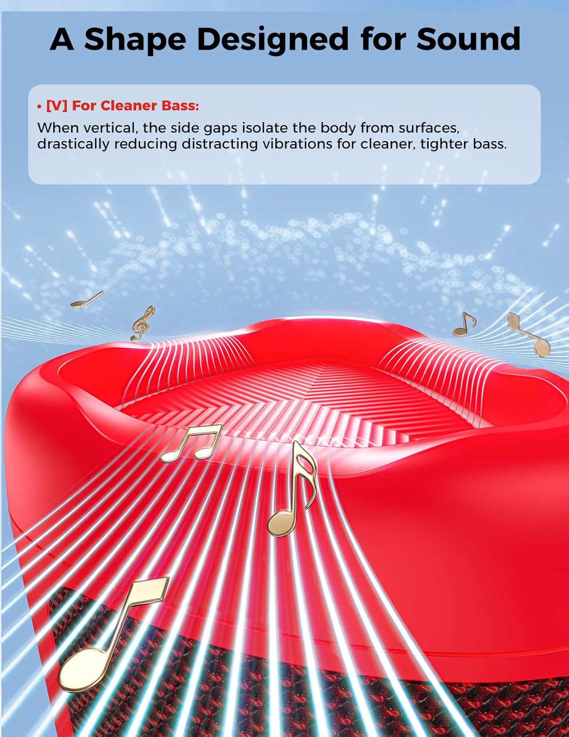 Bluetooth Speaker with HD Sound, Portable Wireless, IPX5 Waterproof, Up to 20H Playtime, TWS Pairing, BT5.3, for Home/Party/Outdoor/Beach, Electronic Gadgets, Birthday Gift (Red)