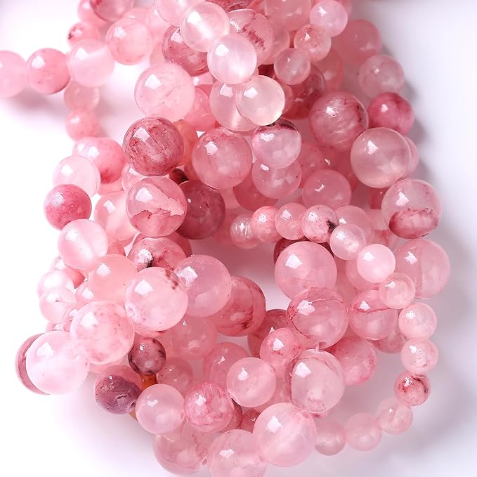38pcs 10mm Natural Rose Pink Persian Jade Gemstone Round Loose Spacer Beads for Jewelry Making Healing Energy Stone Beads DIY Bracelets Necklaces 15"