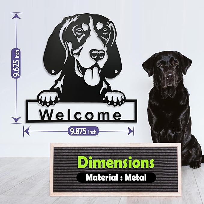 LACEEZEN Metal Dog Wall Art Home Decor Minimalist Hanging Appearance Dog Black Wall Sculptures Room & Living Room Front Entry Door Wall Garden Balcony 9.8"x 9.8"