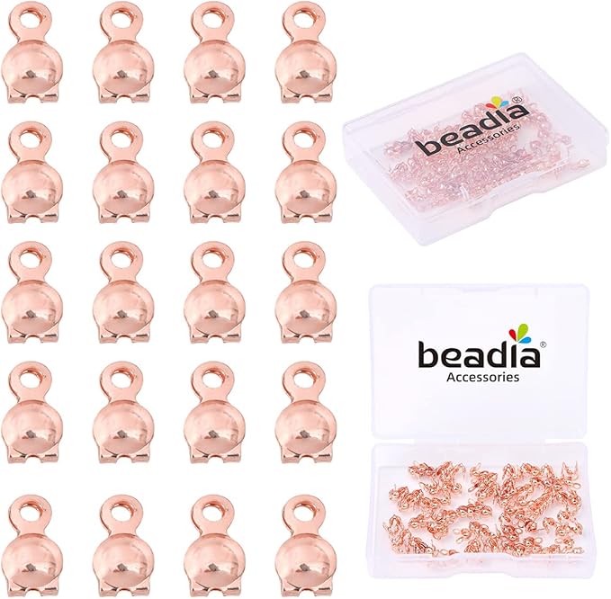 Rose Gold Plated End Caps Non Tarnish 3x6mm 200pcs for Jewelry Making Findings