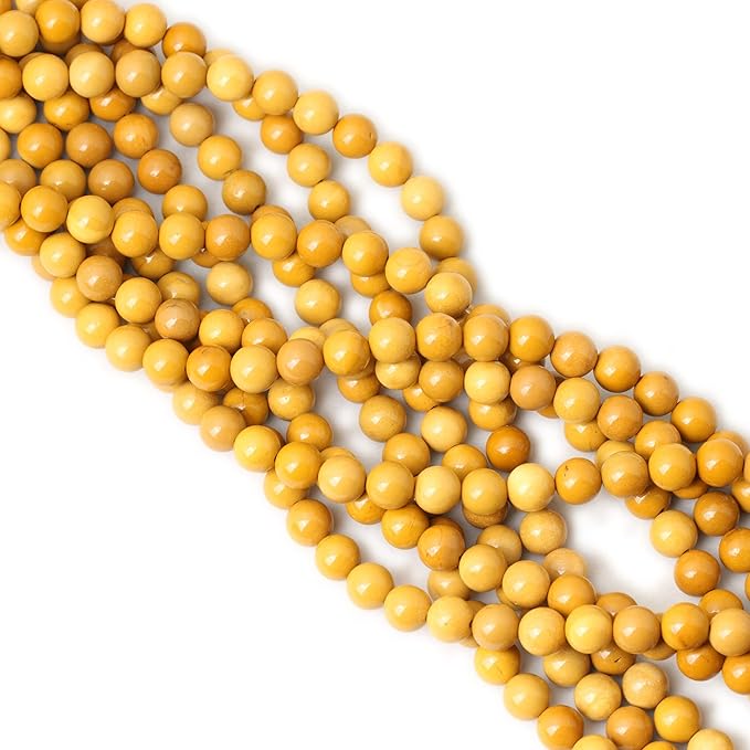 45PCS 8mm Natural Yellow Moonkaite Jasper Gemstone Smooth Surface Round Loose Beads for Jewelry Making 1 String 15 Inches