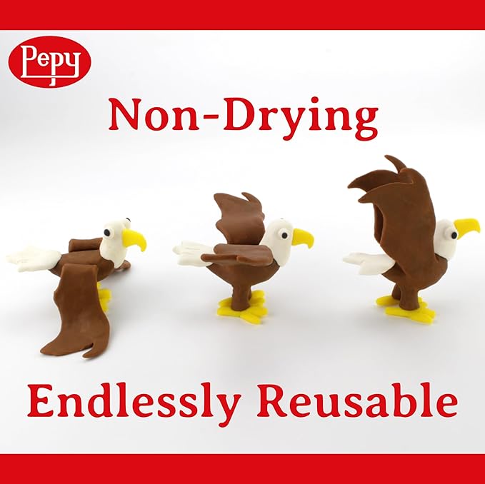 Pepy Plastilina Reusable and Non-Drying Modeling Clay; Set of 24 Bars, 1.4 Ounce Each, Perfect for Arts and Crafts Projects, Light Blue