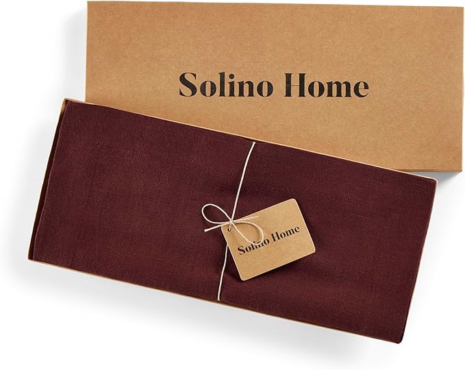 Solino Home 100% Pure Linen Cordovan Table Runner 36 Inches - 14 x 36 Inch Coffee Tables and Sideboard - Sonoma