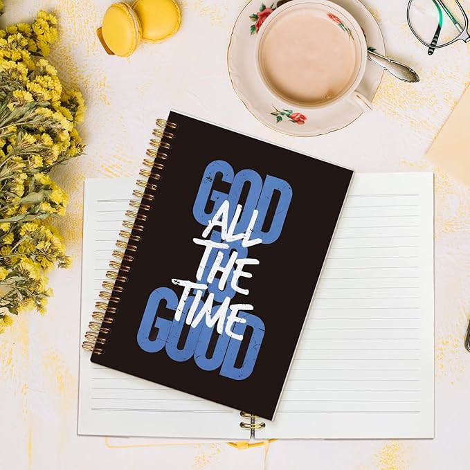 MOFUYU Bible Study Journal,Prayer Journal for Woman,Inspirational Christian Gifts for Women,God is Good All the Time Bible Journaling, Church Notes Notebook, Scripture Hardcover Spiral Notebooks 5.5x8.3 Inch