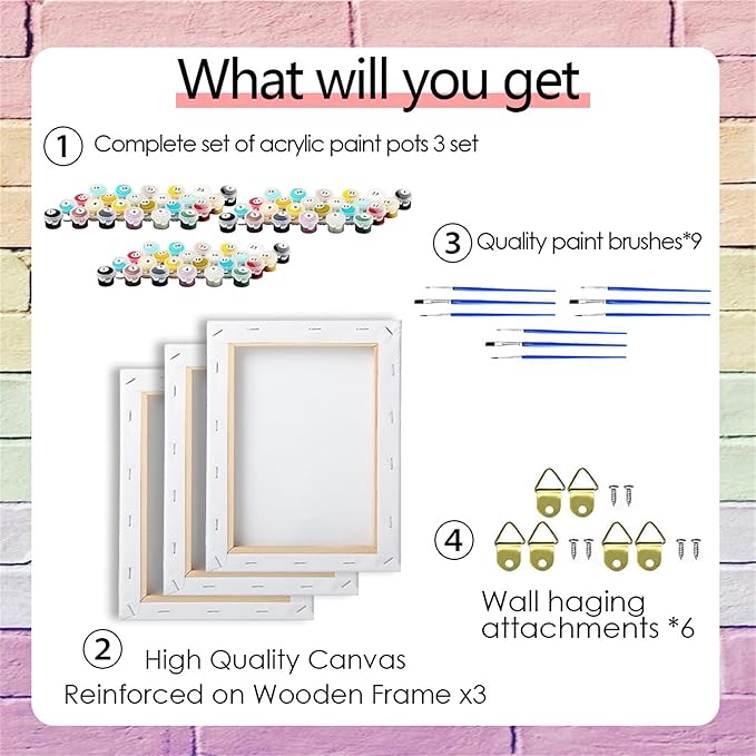 3 Pcs Wooden Framed Goblet Paint by Number for Adults,DIY Red Wine Glass Painting Kits for Adult,Color by Numbers Acrylic,Paint by Number Canvas Crafts Watercolor for Beginner Home Decor.(Beverages)
