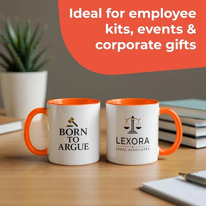 Personalized Mug, Custom Ceramic Mug with Photo and Text, 11oz, Pack of 20, Glossy Coffee Cup, Perfect for Christmas, Secret Santa or as Holiday Gift for Family or Friends, White/Orange