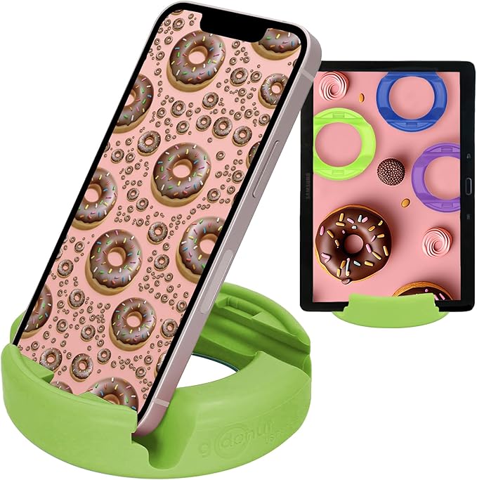 GoDonut – Phone Stand Original – Cell Phone Holder + Tablet Stand Desk Organizer – Compatible with Tablet, iPhone 17 16 15 14 Pro Max, Android & Most Smartphones - Lime Green
