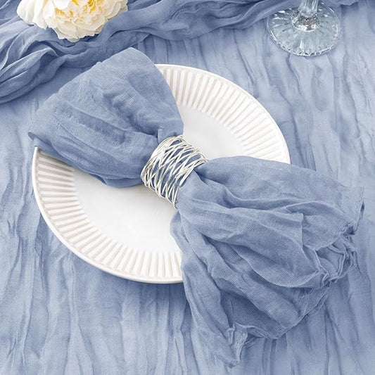 20 Pack Dusty Blue Cheesecloth Napkins Spring Cloth Napkins Set of 20 Blue Dinner Napkins Bulk 21x21 Inches for Wedding Bridal Shower Baby Shower Valentine's Day