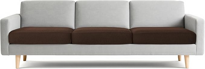 CHUN YI 3 Piece Couch Cushion Covers for XL-Sofa Seat Slipcovers Suitable with Spandex Jacquard Washable Fabric (3 Piece XL-Sofa Cushion Covers, Chocolate)