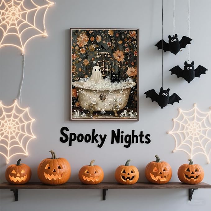 Eterkosu Halloween Ghost Diamond Art Painting Kits for Adults - 5D DIY Specter Diamond Art Paint with Diamonds Full Drill Diamond Dots Painting for Adults Beginners Gem Art Pictures Home Decor