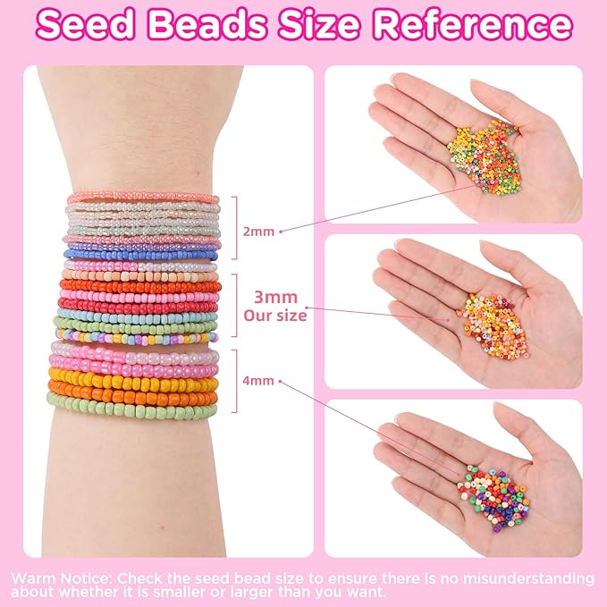 3mm Seed Beads Matte, 39 Colors Frosted Seed Beads for Bracelet Making, Friendship Bracelet Beads for Girls Adults, Small Beads for Jewelry Making DIY Craft