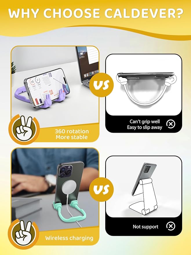 Cell Phone Stand Stocking Stuffers for Teens Girls Boys Kids Gifts: Upgrade Adjustable Peace Sign Thumbs Lazy Cell Phone Holder for Desk Cool Gadgets Birthday Gifts for Women Men Teenage Adults Wife