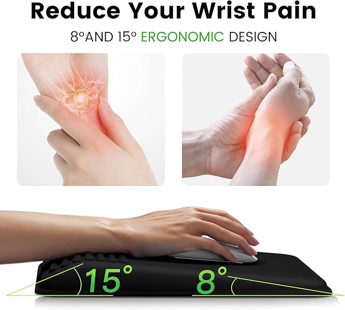 MEKASS Mouse Pad with Wrist Rest, Ergonomic Slope Mousepad for Carpal Tunnel Pain Relief, Memory Foam Desk Computer Wrist Support Mouse Pad with for Office Home (Sunflower)