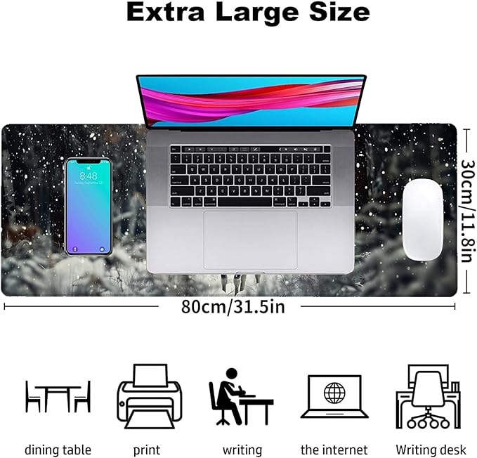 Majestic Moose Gaming Mouse Pad, Office Desk Mat, Anti-Slip Rubber Base Cool Aesthetic Mouse Pads for Computer Laptop Keyboard School Home Desktop Gamer Home Accessories Decor 31.5" x 11.8"