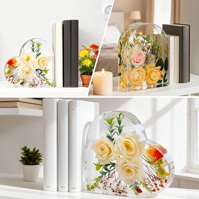 2PCS Resin Molds Silicone,Epoxy Resin Casting Craft Mold for Flower Preservation Bookends DIY Art (2)