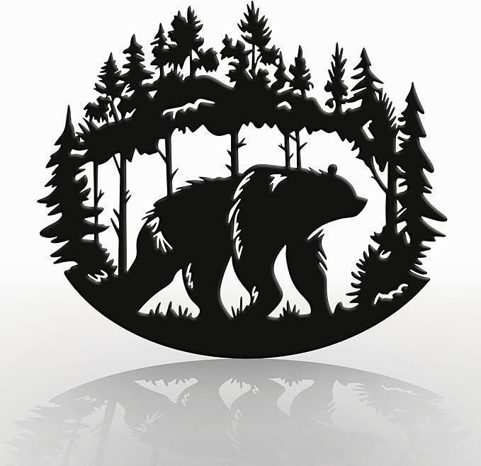 DIMARONGTON Bear Metal Wall Decor, 13x11 Black Iron Bear Silhouette, Cabin Decor for Wall or Fence, Wildlife Gift for Porch, Patio, Man Cave
