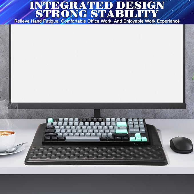 VAIPI Computer Keyboard Stand with Wrist Rest, Ergonomic Tilted Keyboard Riser Holder with Wrist Pad Keyboard Tray Support Relieve Pain & Fatigue - Black
