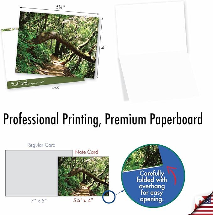 The Best Card Company - 20 Landscape Nature Note Cards Blank (4 x 5.12 Inch) (10 Designs, 2 Each) - Nature Trails AM6467OCB-B2x10