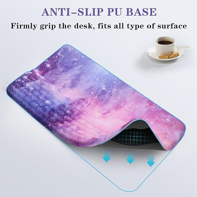 Computer Keyboard Stand Pad with Wrist Rest, Ergonomic Comfy Tilted Keyboard Holder, Keyboard Tray Support for Office Home (Galaxy Purple)