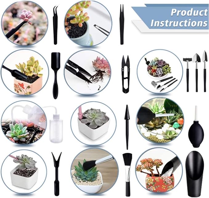 Tool Kit 15Pcs/Set Mini Handheld Bonsai Tree Kit Professional Transplanting Watering Trimming Gardening Tools