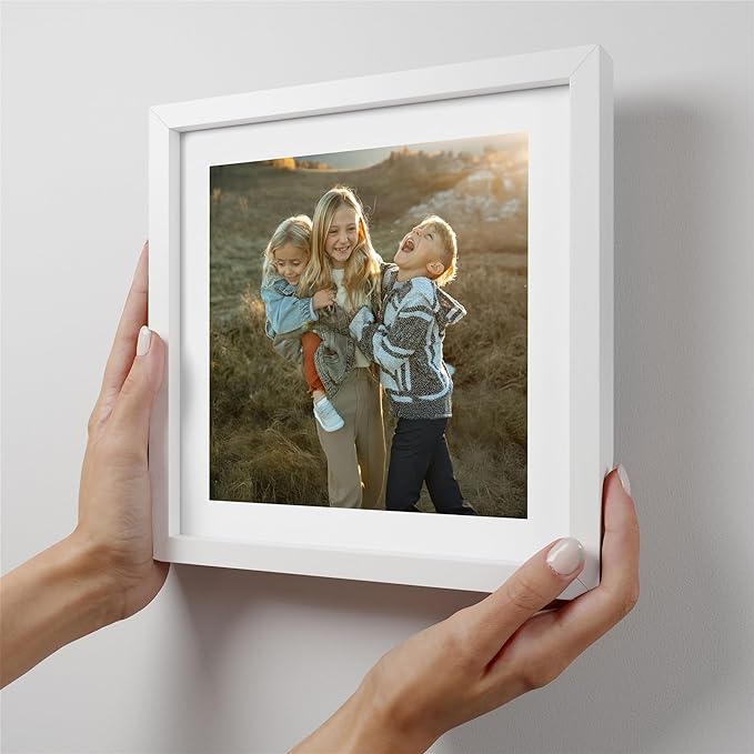 Mixtiles Official - Custom Photo Tiles - Magnetic Wall Frames - Adhesive Sticker, no Nails - Personalized Printed Photos - Various Sizes and Frames - 8x8-1-Tile - Border White