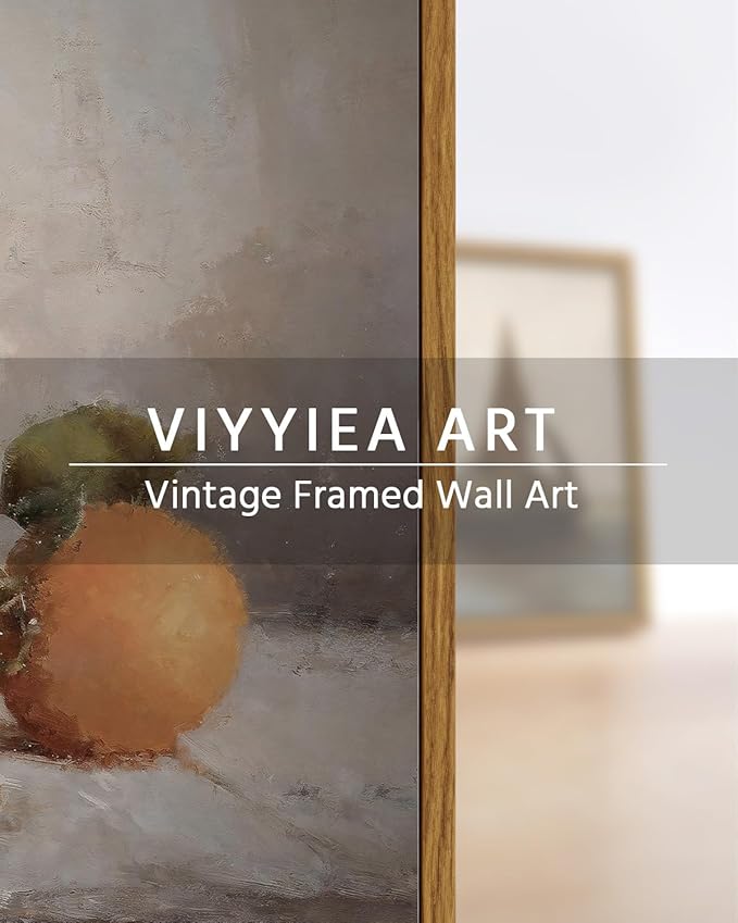 VIYYIEA Vintage Farmhouse Framed Wall Art, Oranges Still Life Paintings Kitchen Decor Aesthetic, Canvas Print Artwork, Rustic Home Wall Pictures for Living Room Bathroom Bedroom, 16x24 Inch