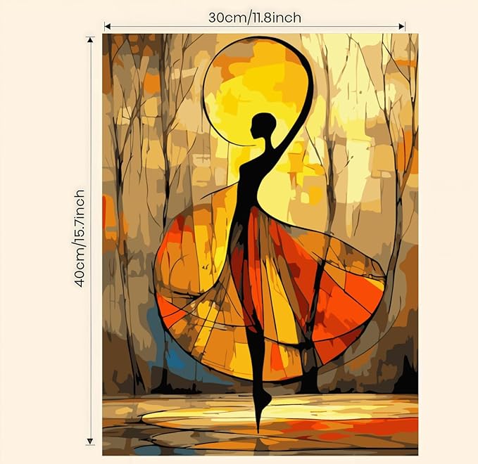 BYGFHLYW Abstract Paint by Numbers Kit for Adults, Dawn Dance Adult Paint by Number Kits On Canvas, DIY Acrylic Oil Number Painting Kits for Beginners, Color by Numbers for Home Wall Decor 12x16Inch