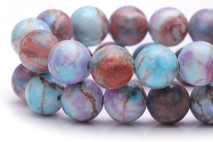 Youngbling Natural Gemstone Beads for Jewelry Making,8mm Purple Jasper Polished Round Smooth Stone Beads,Genuine Real Stone for Bracelet Necklace 15 Inch